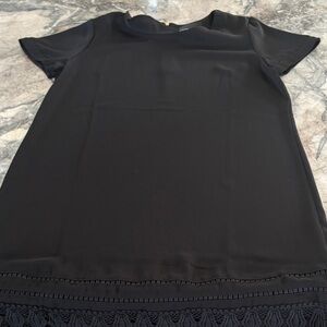 Cynthia Rowley Black Top with Crochet Hem